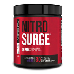 Front view of Jacked Factory Nitrosurge Shred jar in Grape Limeade flavor