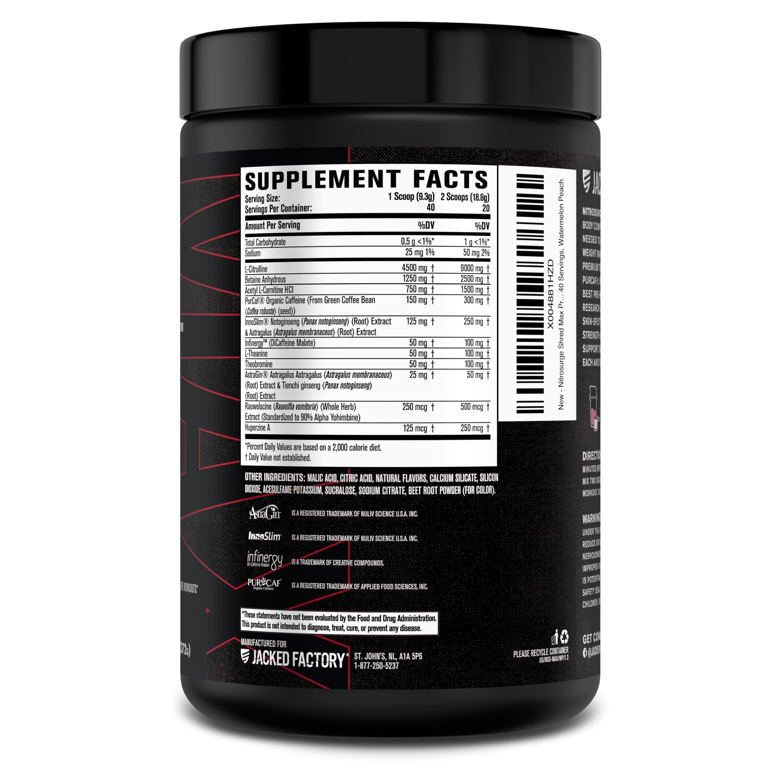 Jacked Factory Nitrosurge Shred Max workout session ready for intense energy.