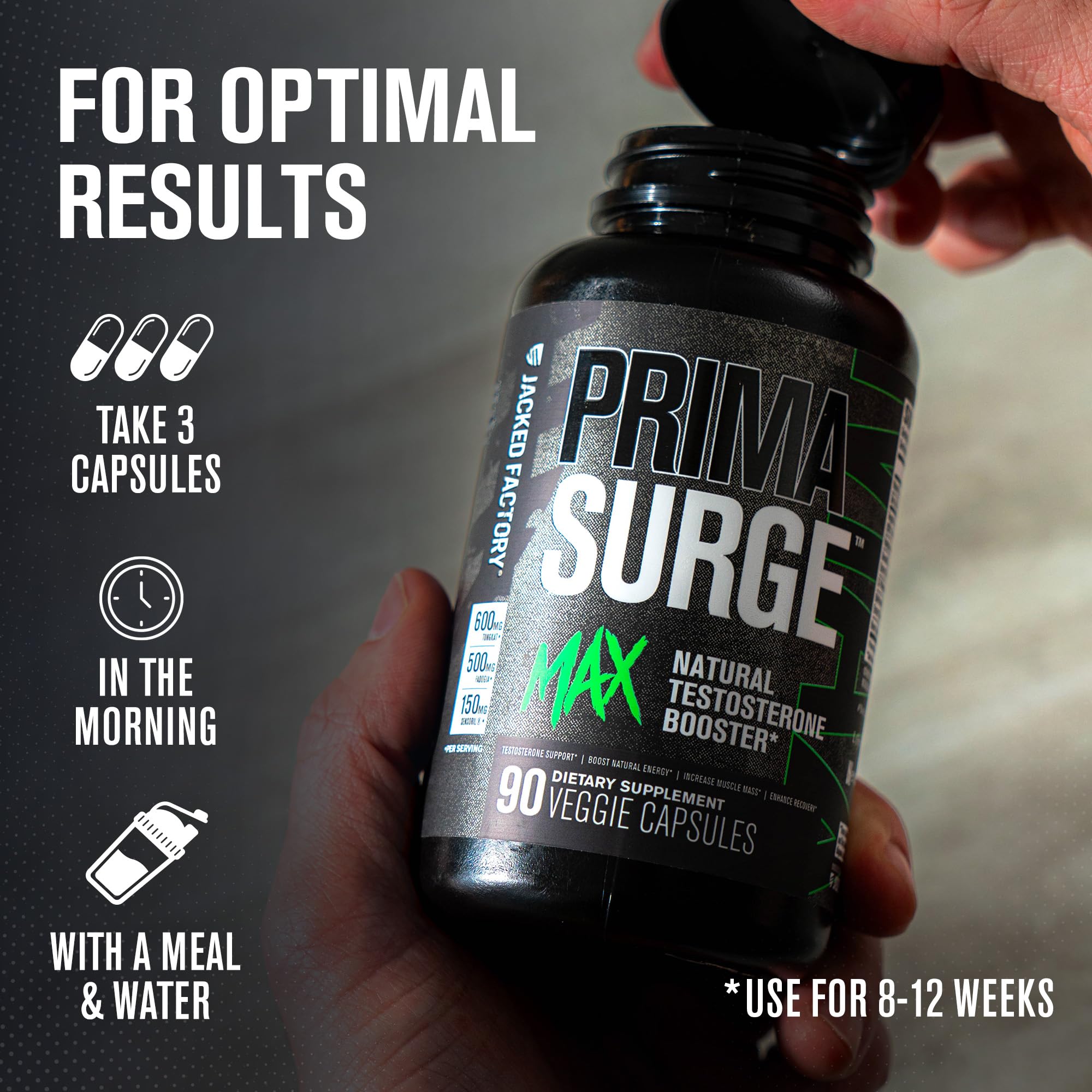 Sensoril Ashwagandha in Primasurge Max conveying recovery and focus benefits