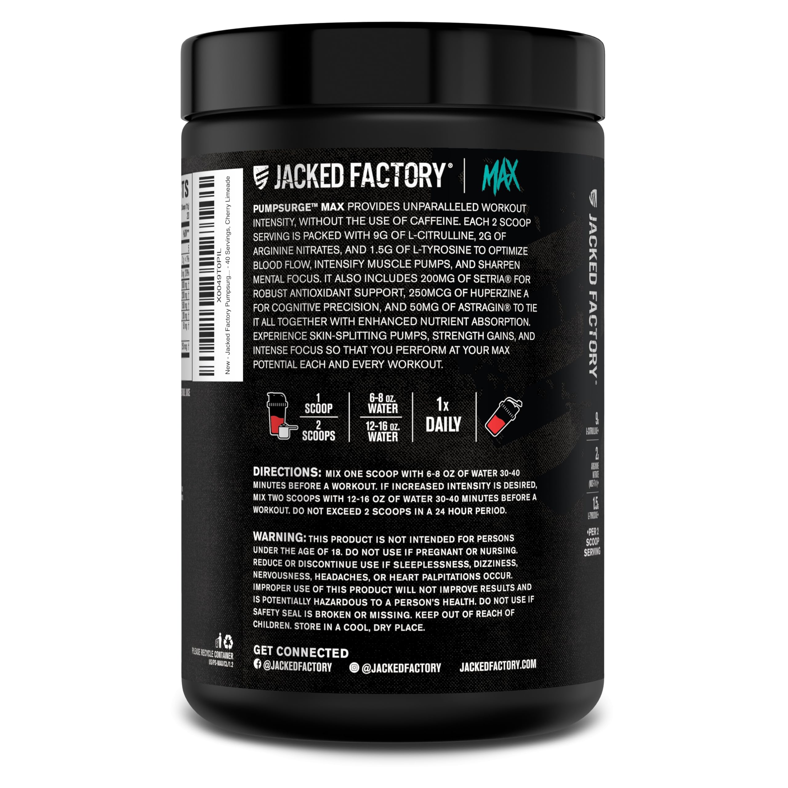 Cherry Limeade flavor seen on glass during Pumpsurge Max workout session.