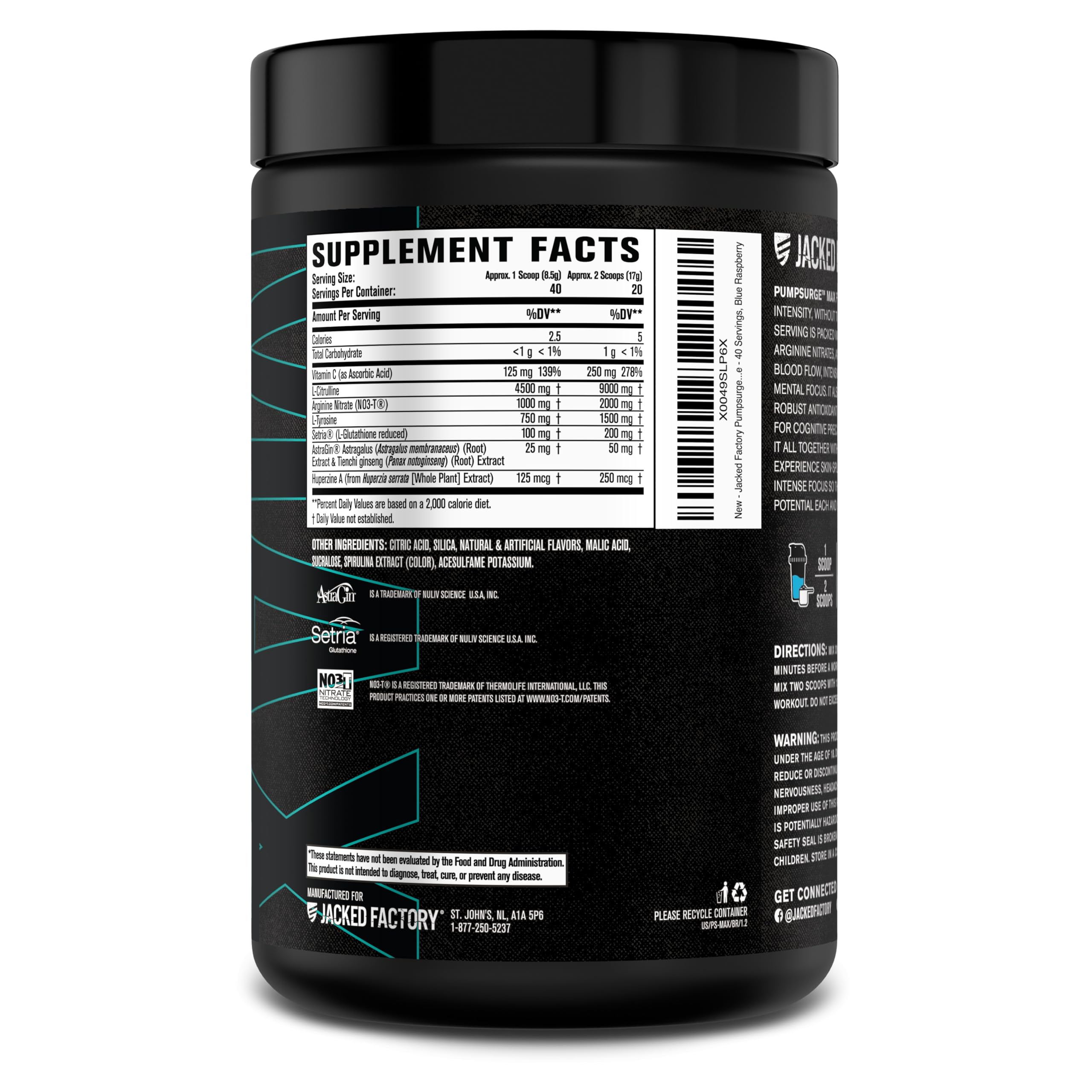 Jacked Factory Pumpsurge Max serving shot for on-the-go dosing.