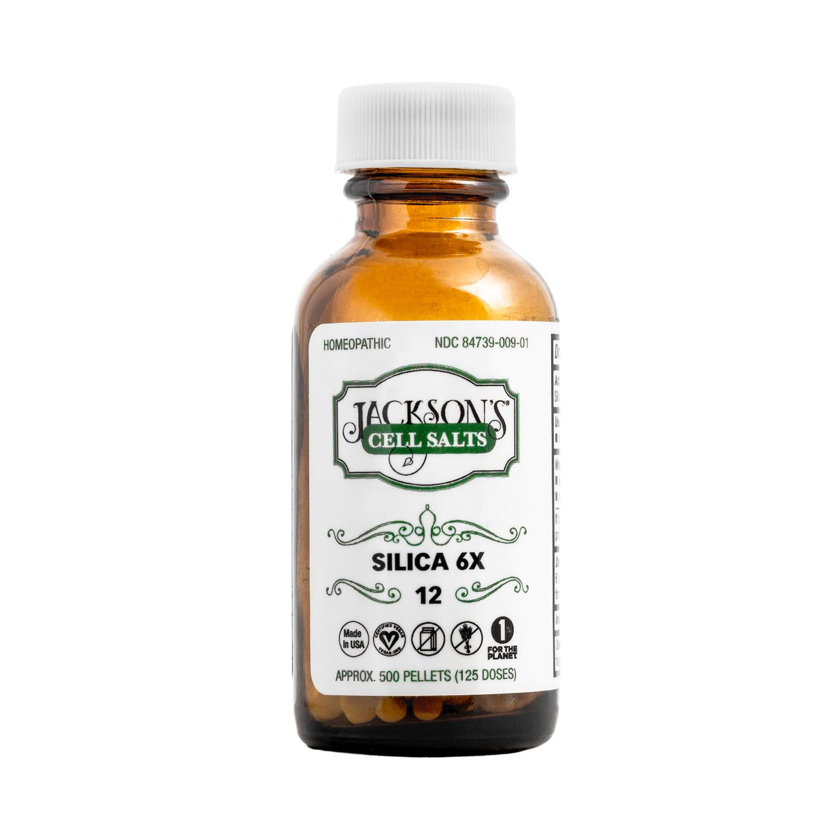 Front view of Jackson's Silicea 6X Cell Salt bottle