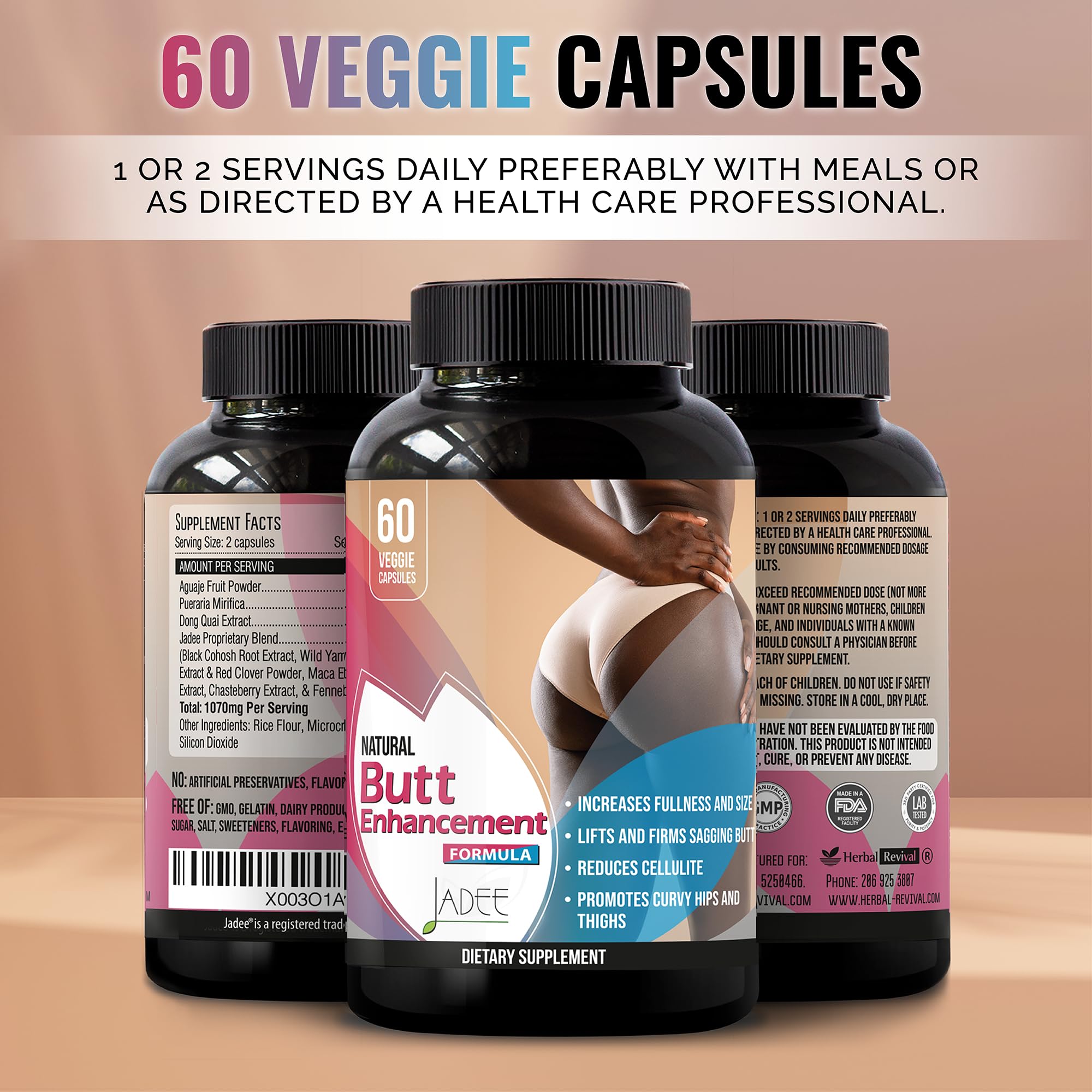 Jadee Curve Gainer packaging box signals premium, plant-based formula for feminine fullness.