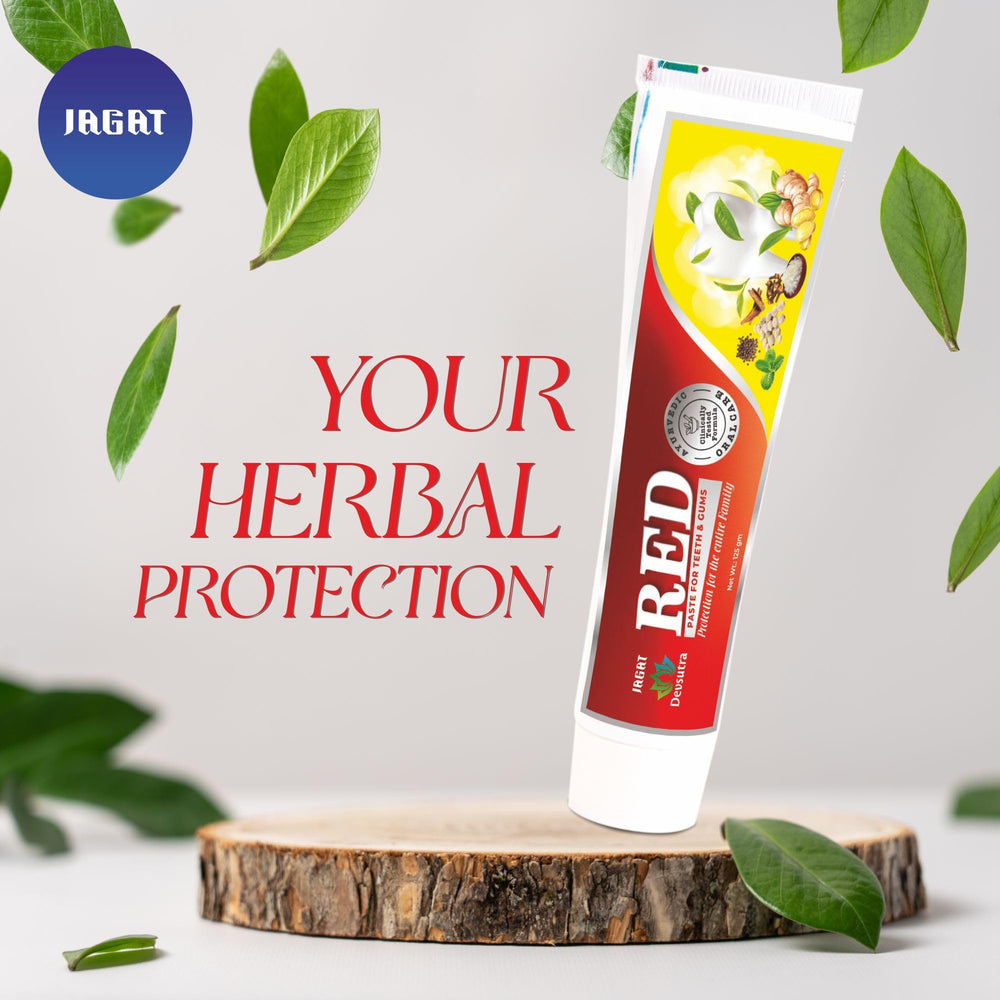 Illustration of the 32 herbs in Jagat Herbal Red Toothpaste