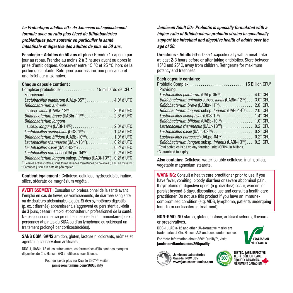 Ingredients per Capsule showing 15 Billion CFU