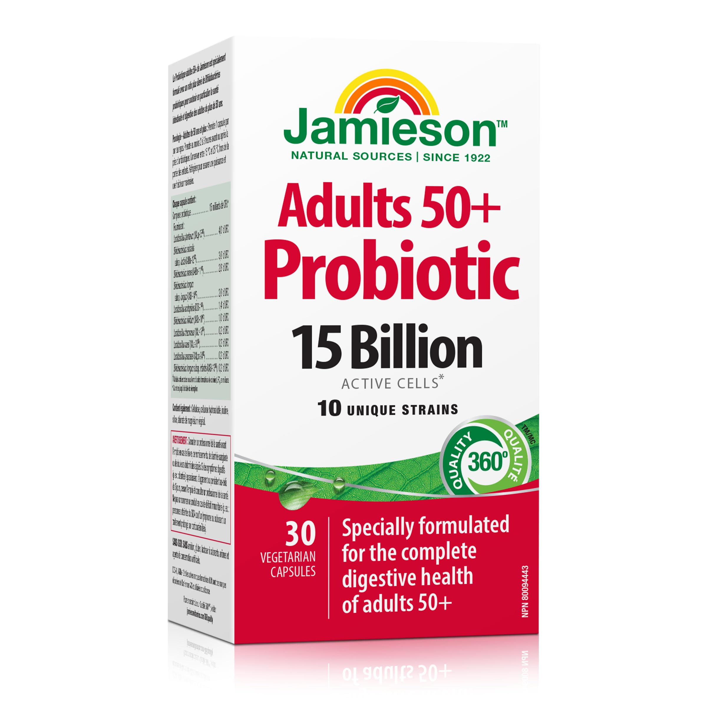 Jamieson Adult 50+ Probiotic Complex bottle with 30 veggie capsules