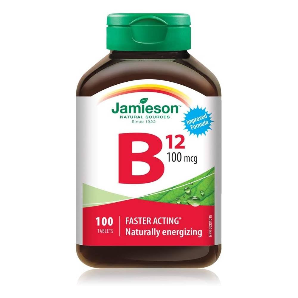 Jamieson B12 100 mcg methylcobalamin bottle - front view