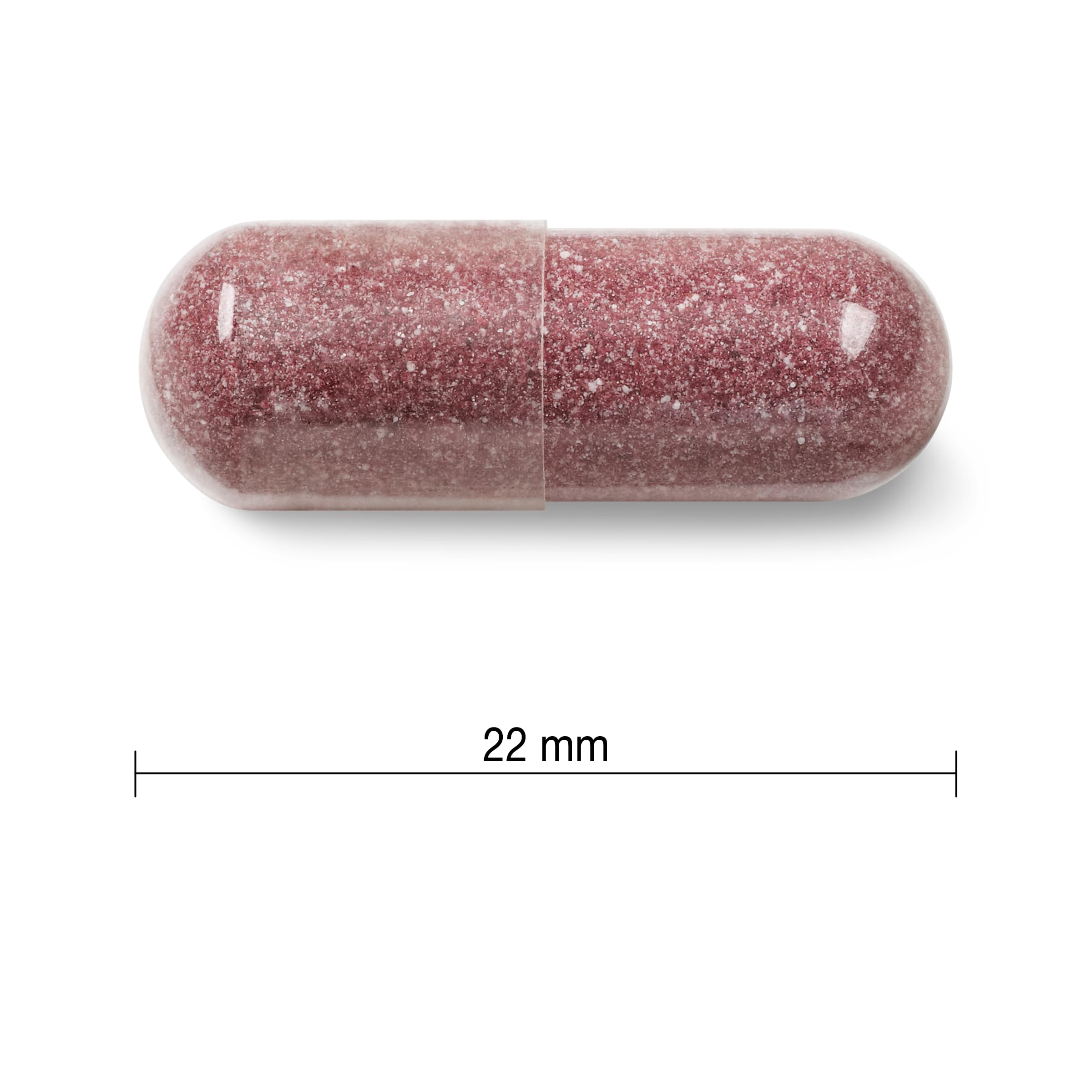 Two cranberry capsules representing daily usage