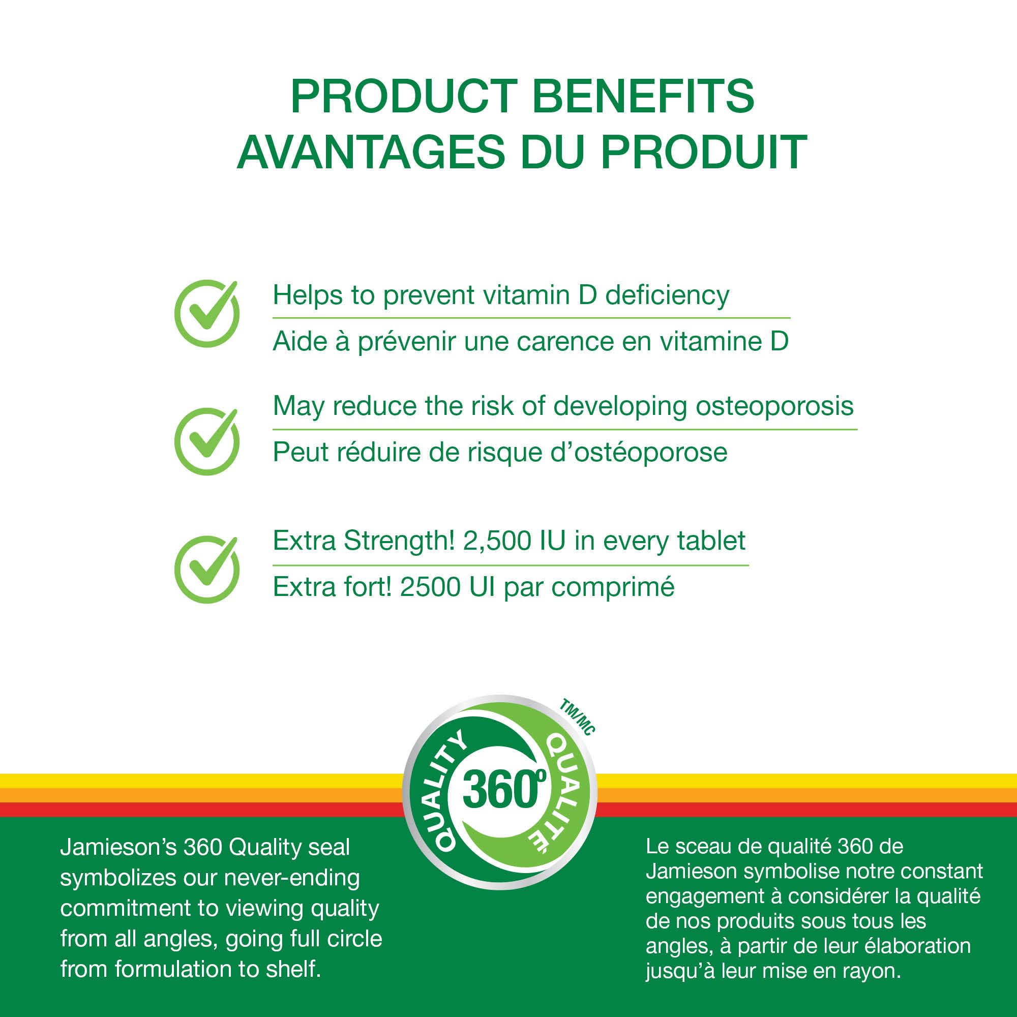 Close-up of Jamieson Vitamin D3 2500 IU label