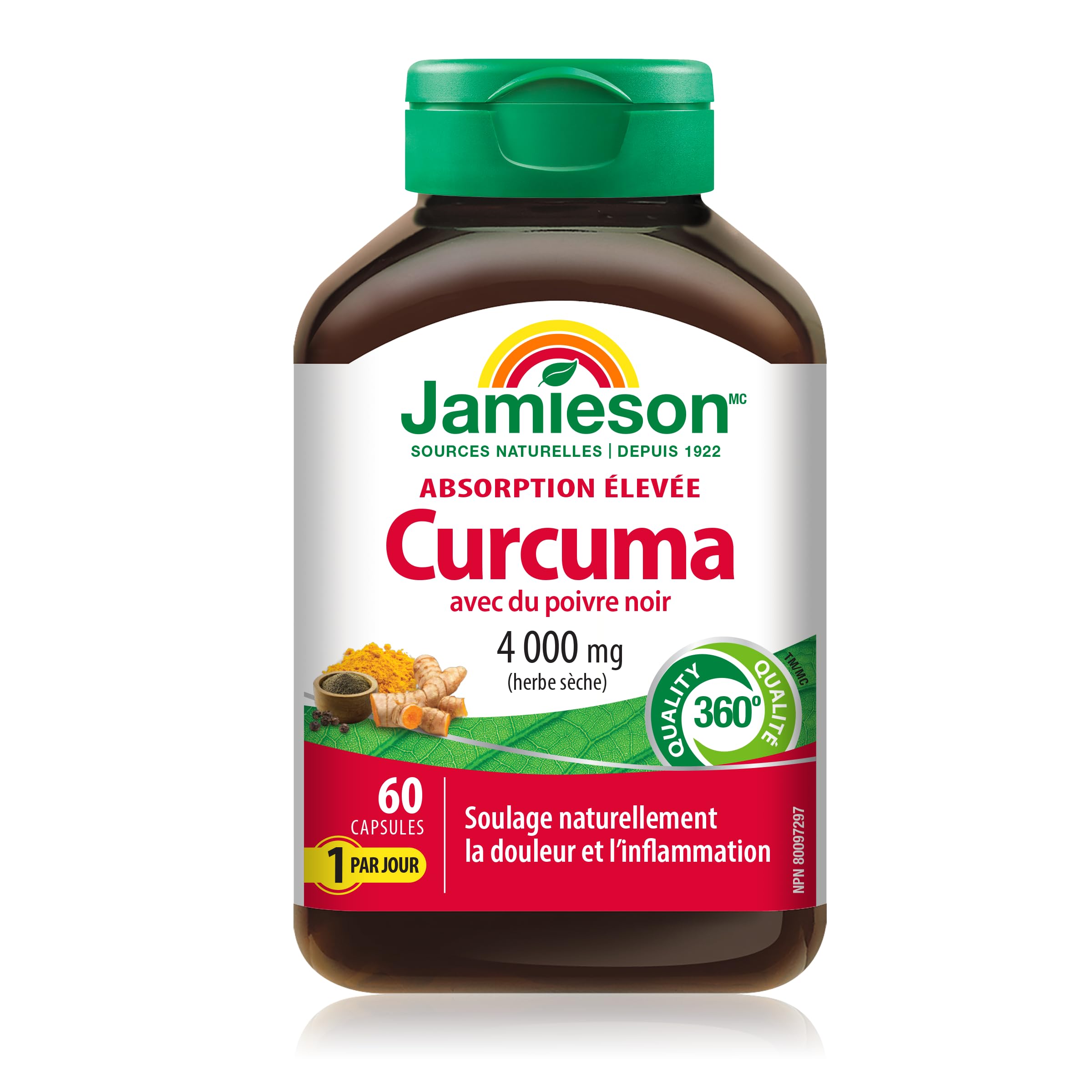 Capsules and label showing 4,000 mg raw herb composition