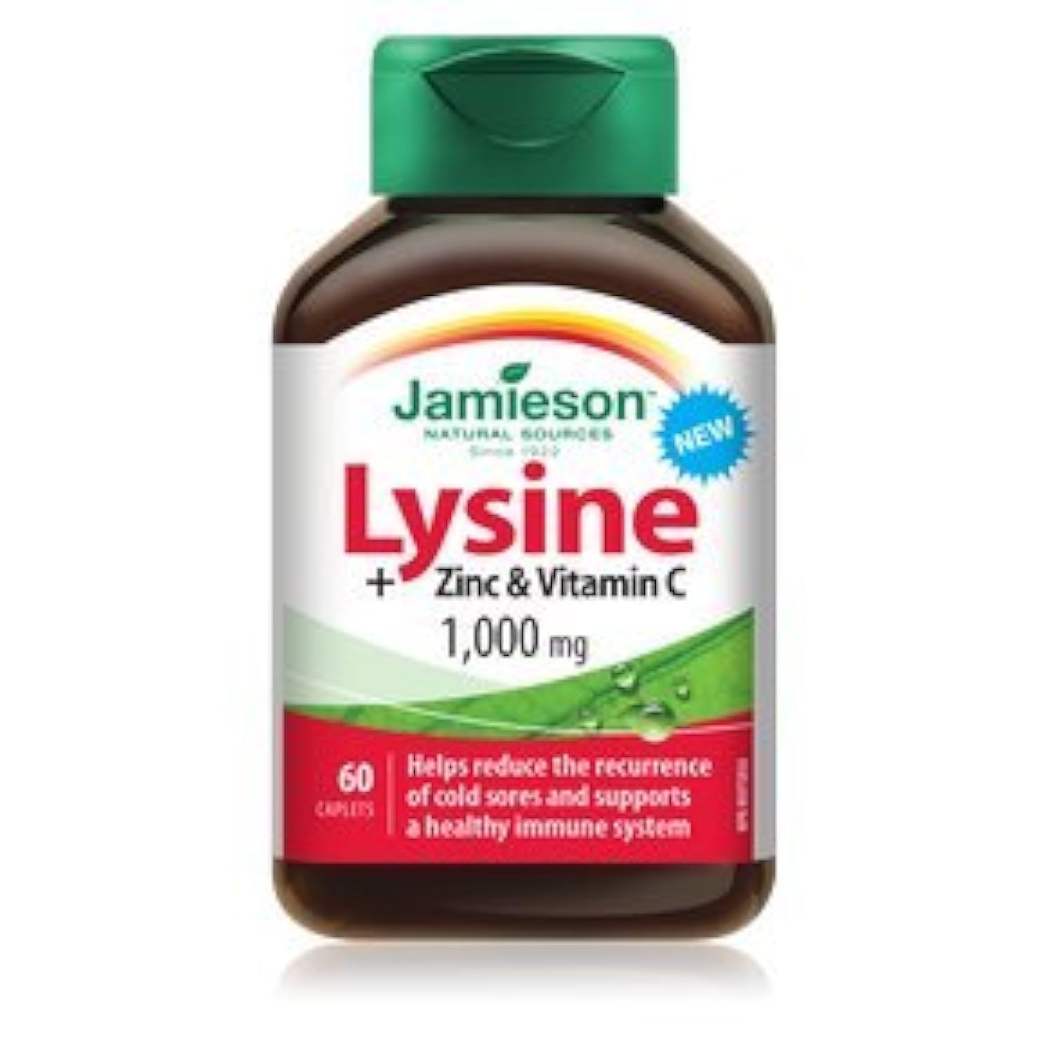 Jamieson Lysine + Zinc & Vitamin C 1000mg, 60 caplets bottle