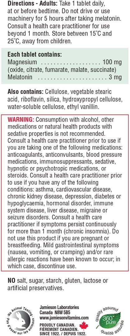 Close-up of Jamieson Magnesium Night 100 tabs capsules