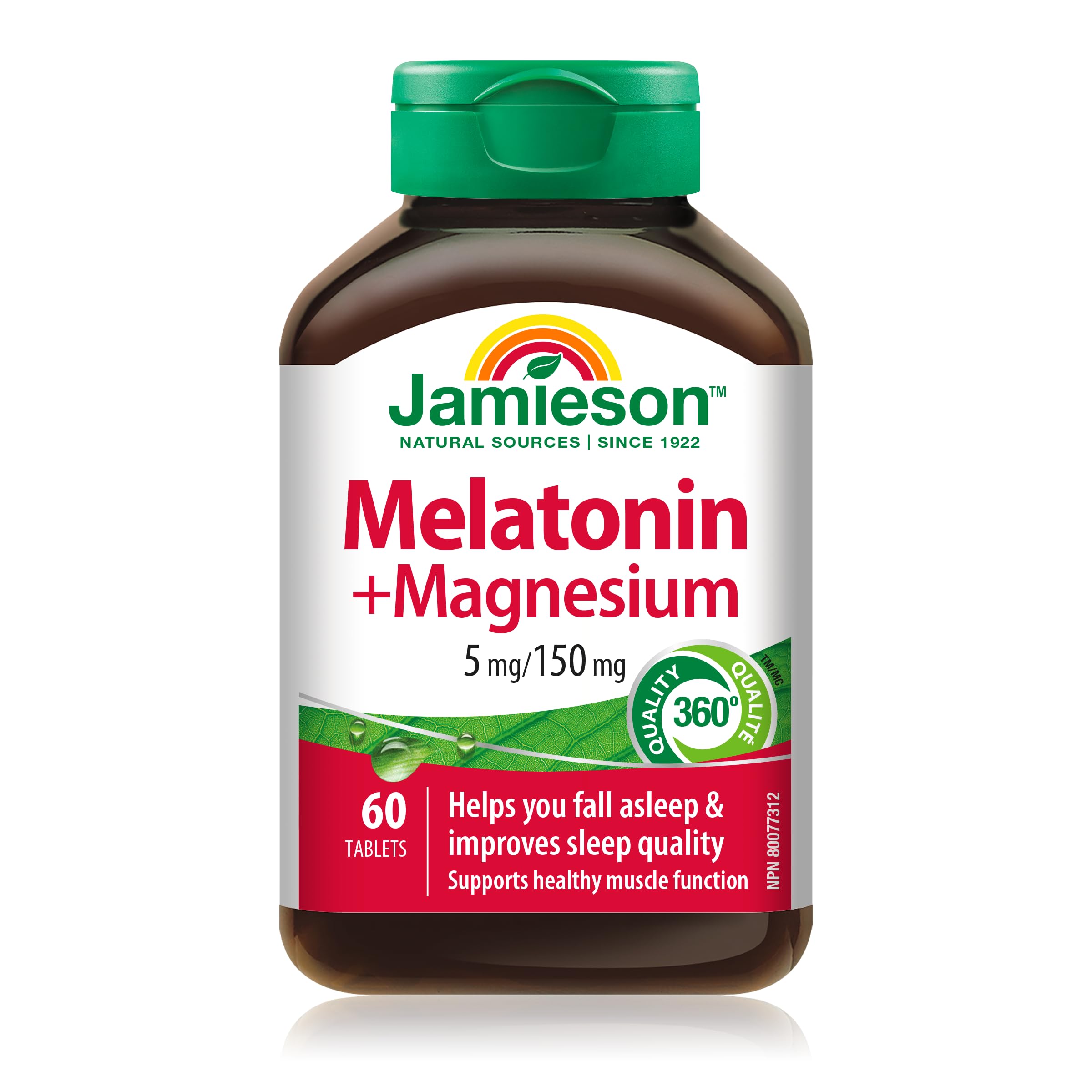Jamieson Melatonin with Magnesium 60 tablets bottle front label