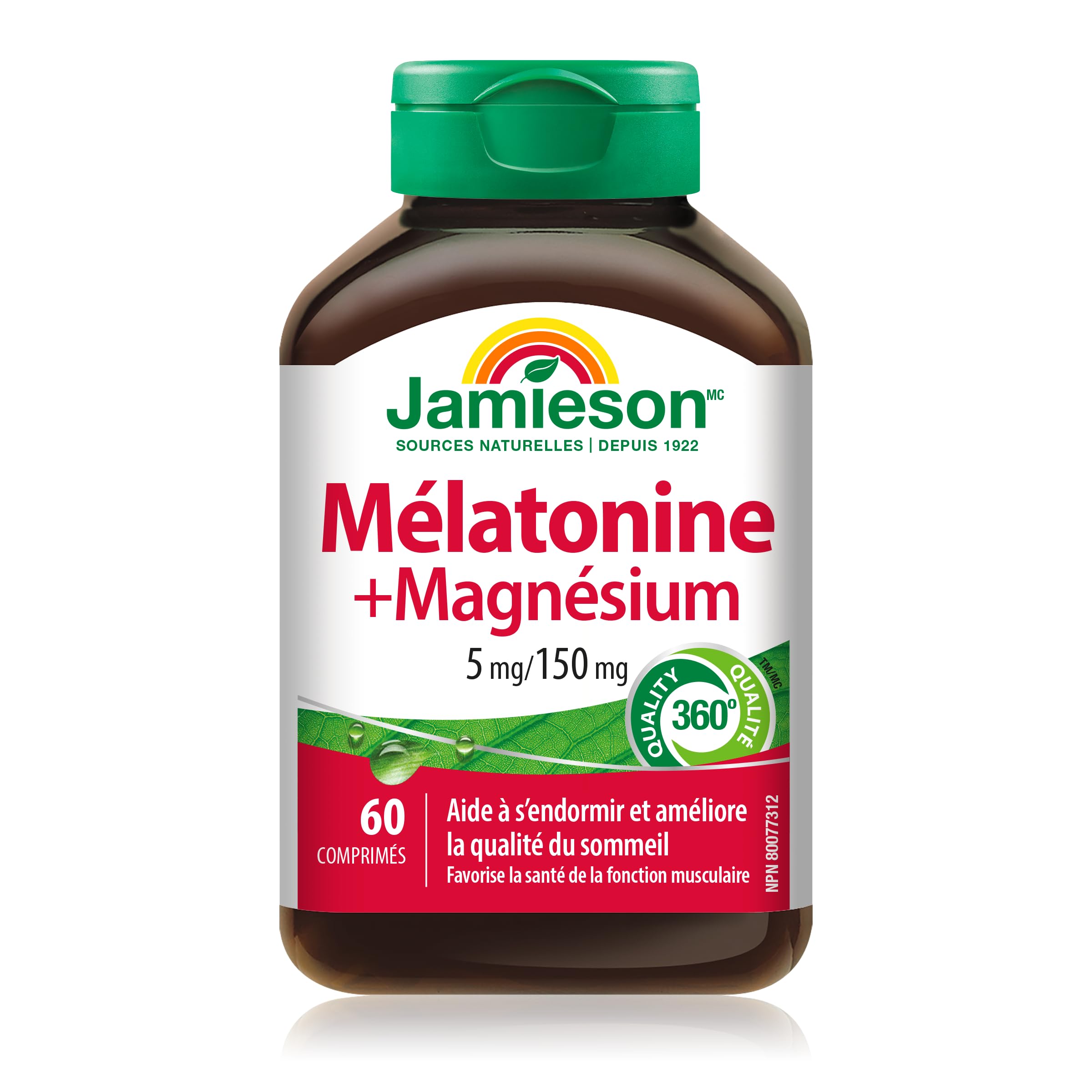 Close-up of supplement facts and ingredients on Jamieson Melatonin with Magnesium
