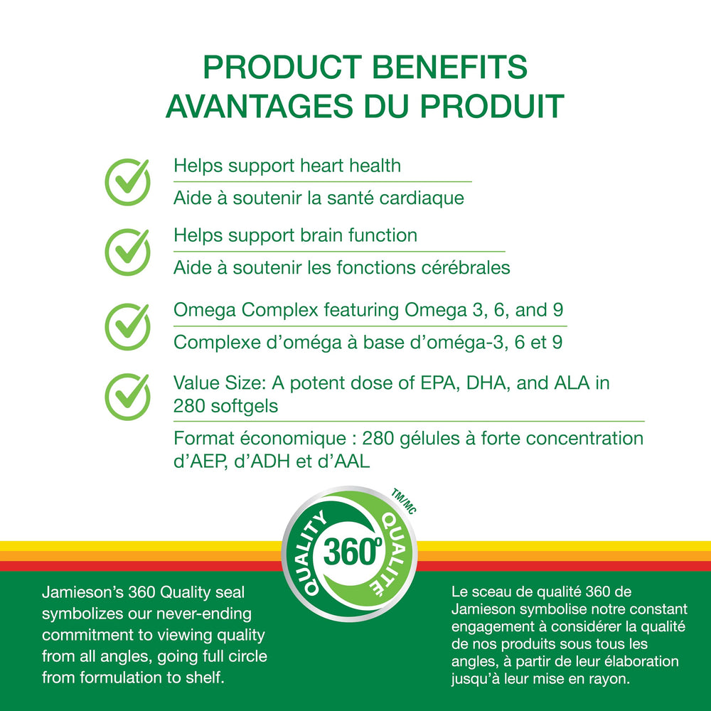 Close-up of Jamieson Omega 3-6-9 softgels