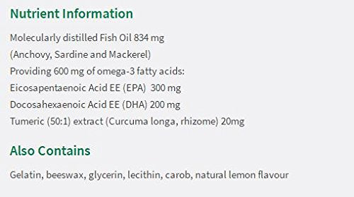 Close-up of Jamieson Omega-3 + Turmeric softgels with lemon essence