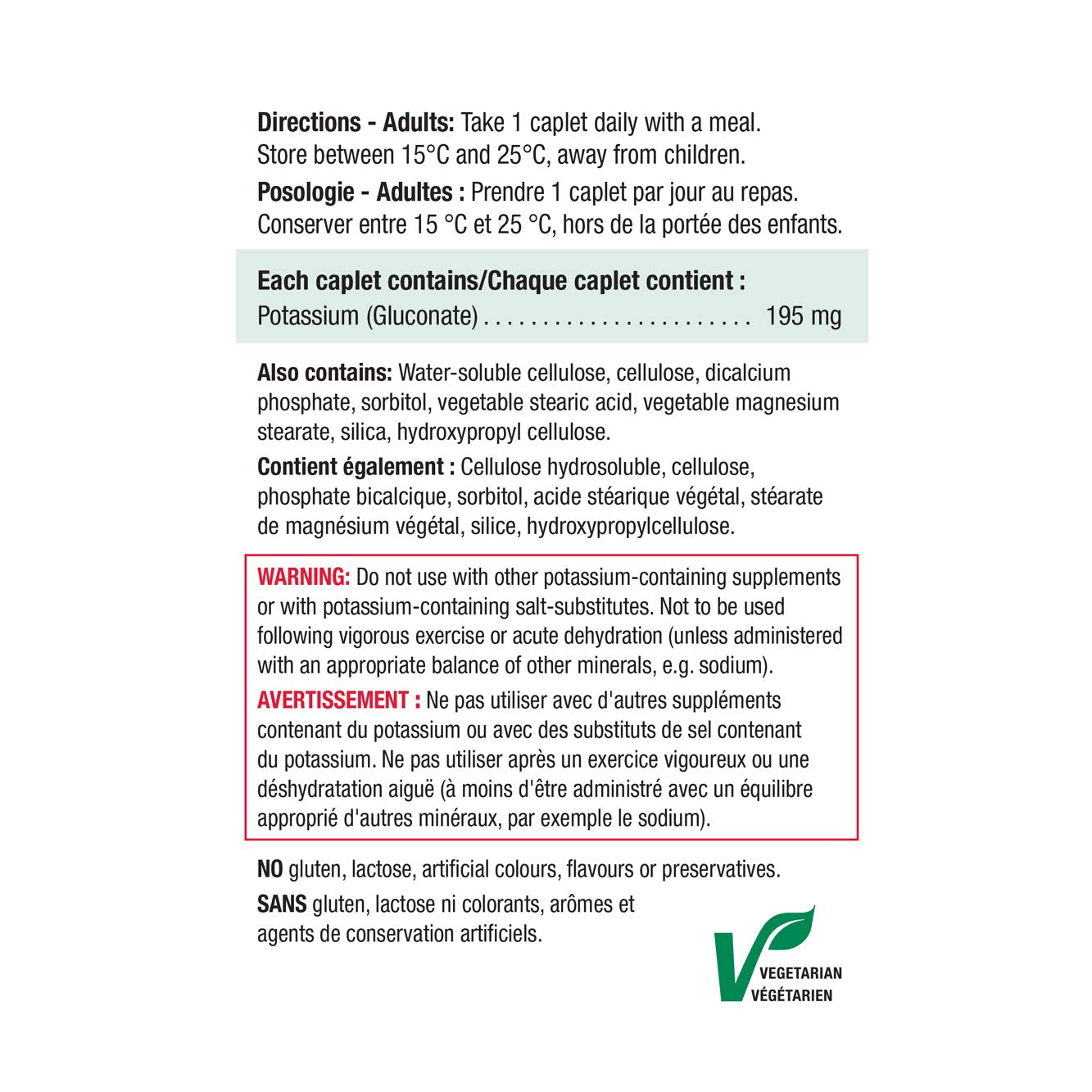 Close-up of unflavored potassium caplets 195mg each