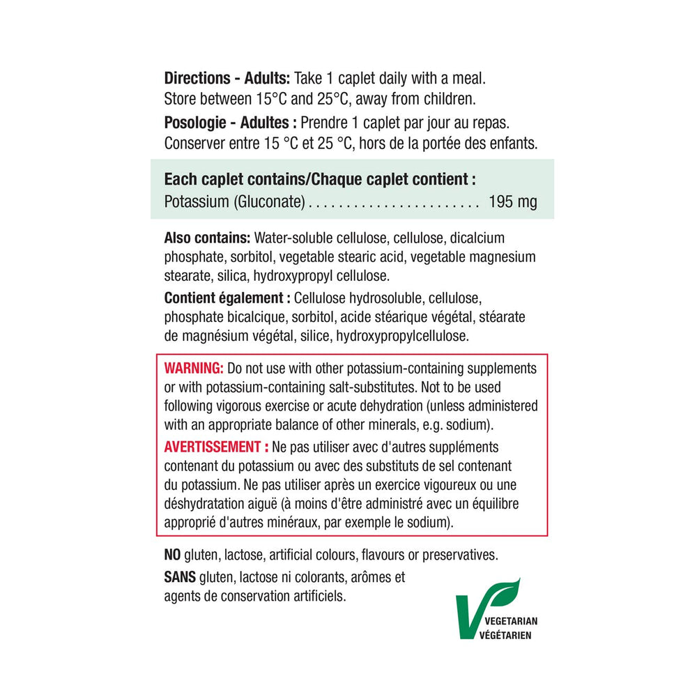 Close-up of unflavored potassium caplets 195mg each