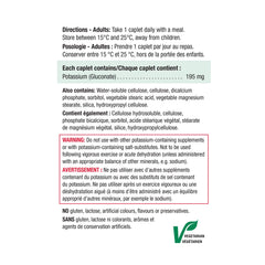 Close-up of unflavored potassium caplets 195mg each