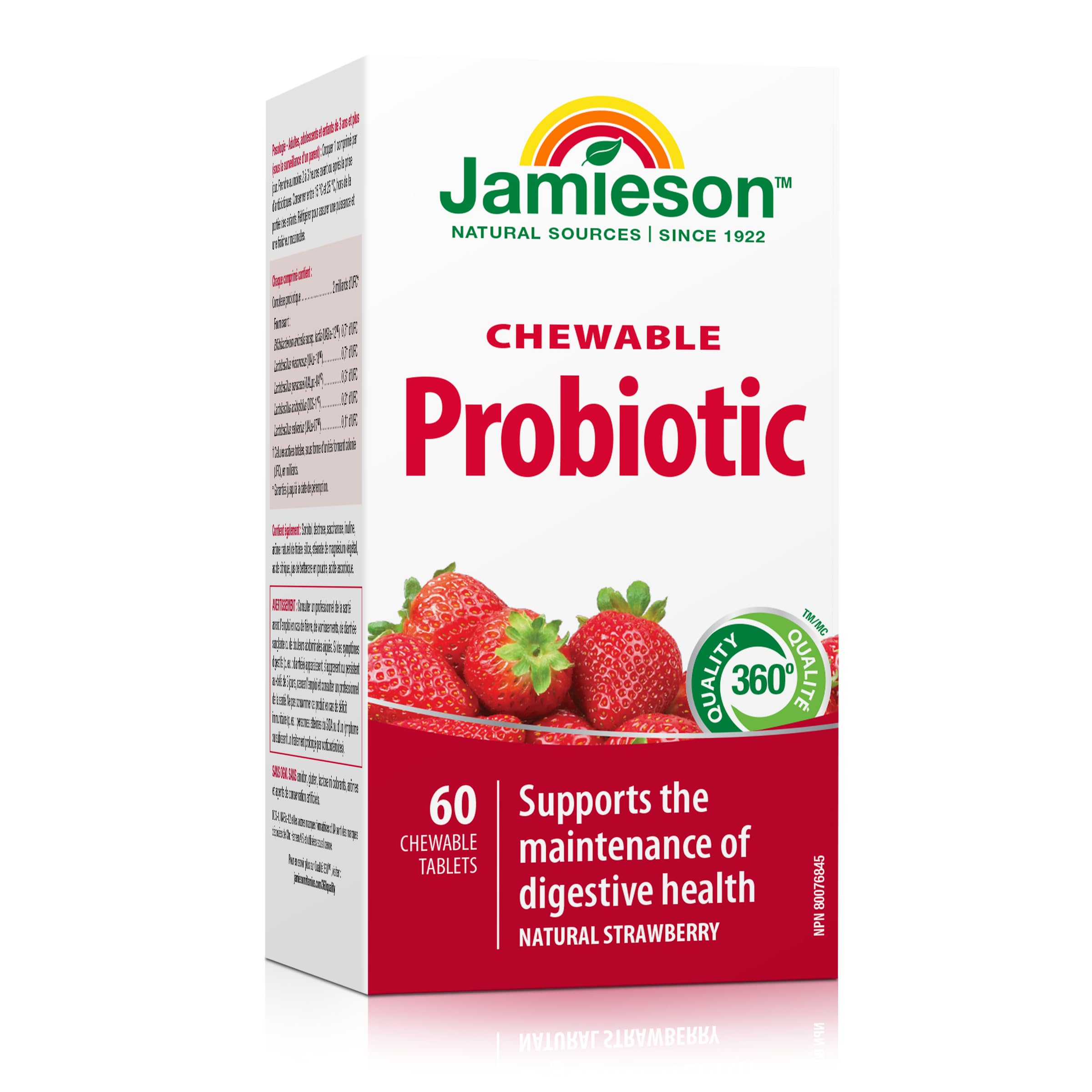 Jamieson Probiotic Chewable Strawberry Flavour bottle with 60 tablets