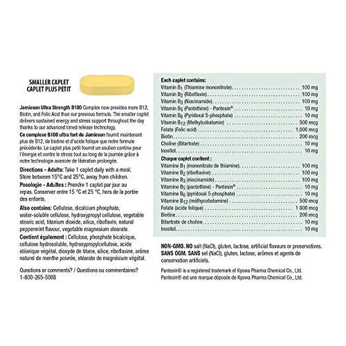 Close-up of Jamieson B100 Complex bottle label
