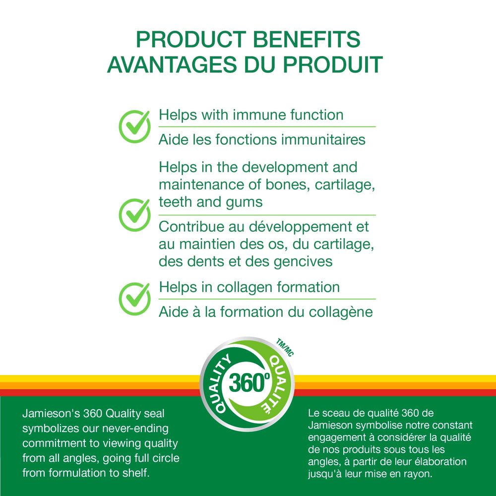 Jamieson Vitamin-C 500mg ingredients and nutrition facts