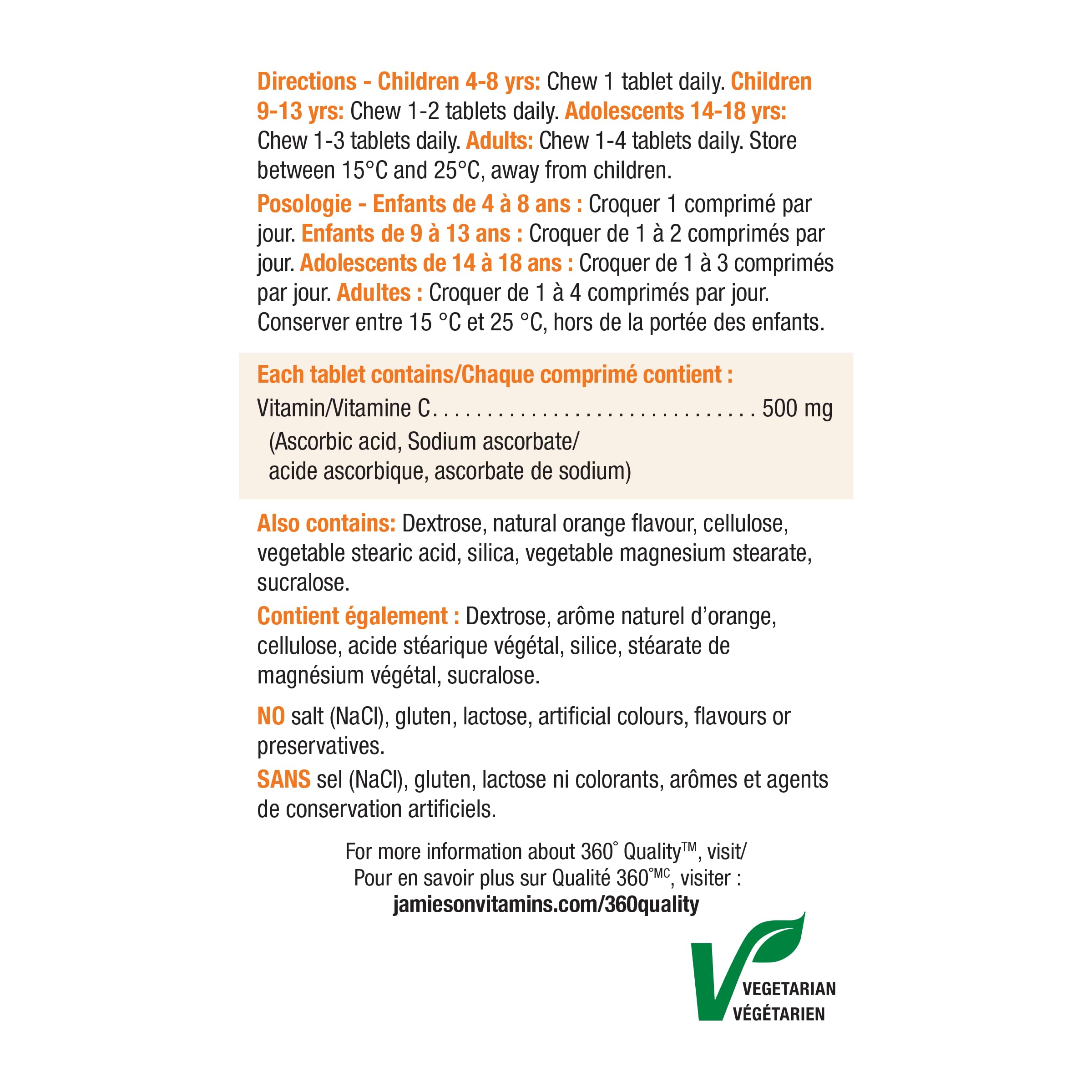 Family-friendly Jamieson Vitamin-C Tangy Orange chewables