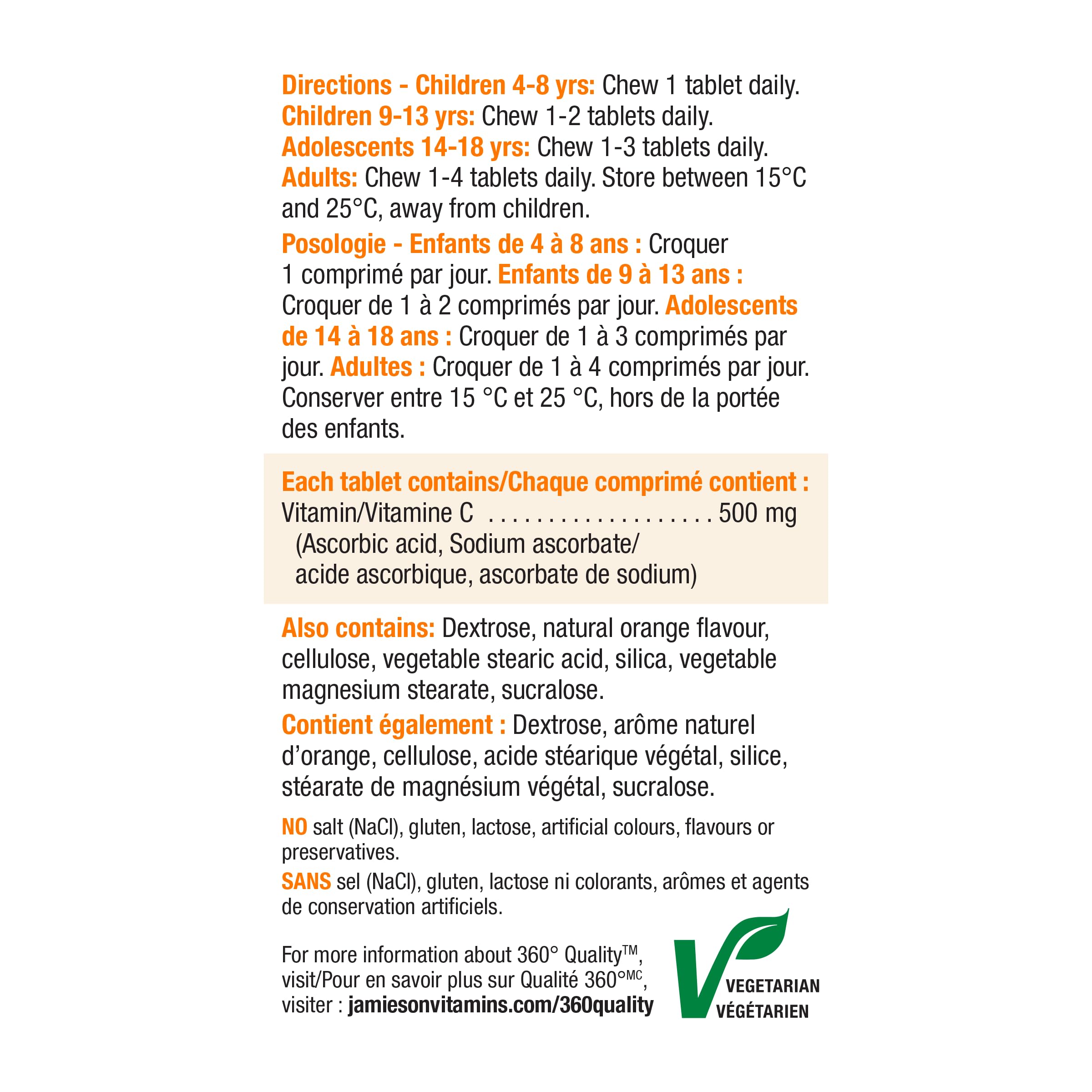 Family-friendly chewable Vitamin C tablets suitable for ages 4+