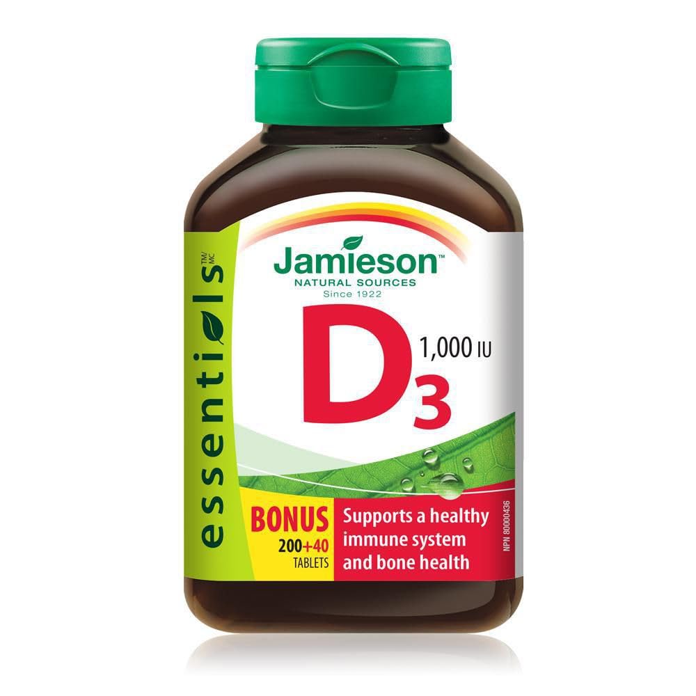 Jamieson Vitamin D3 1000 IU bottle label – 240 tabs