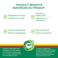 Close-up of Jamieson Vitamin D3 1000 IU bottle