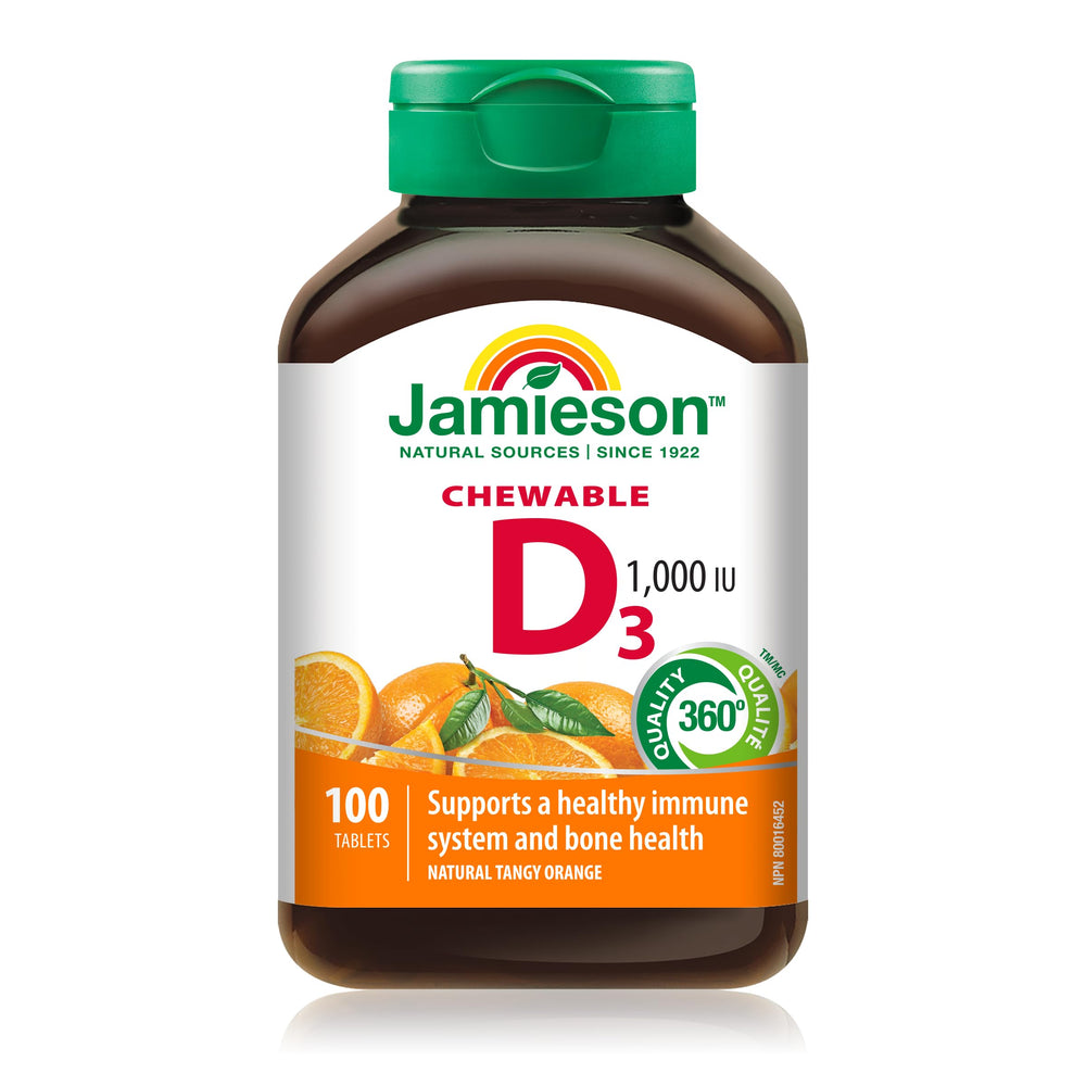 Jamieson Vitamin D3 chewables Tangy Orange 1000IU hero image