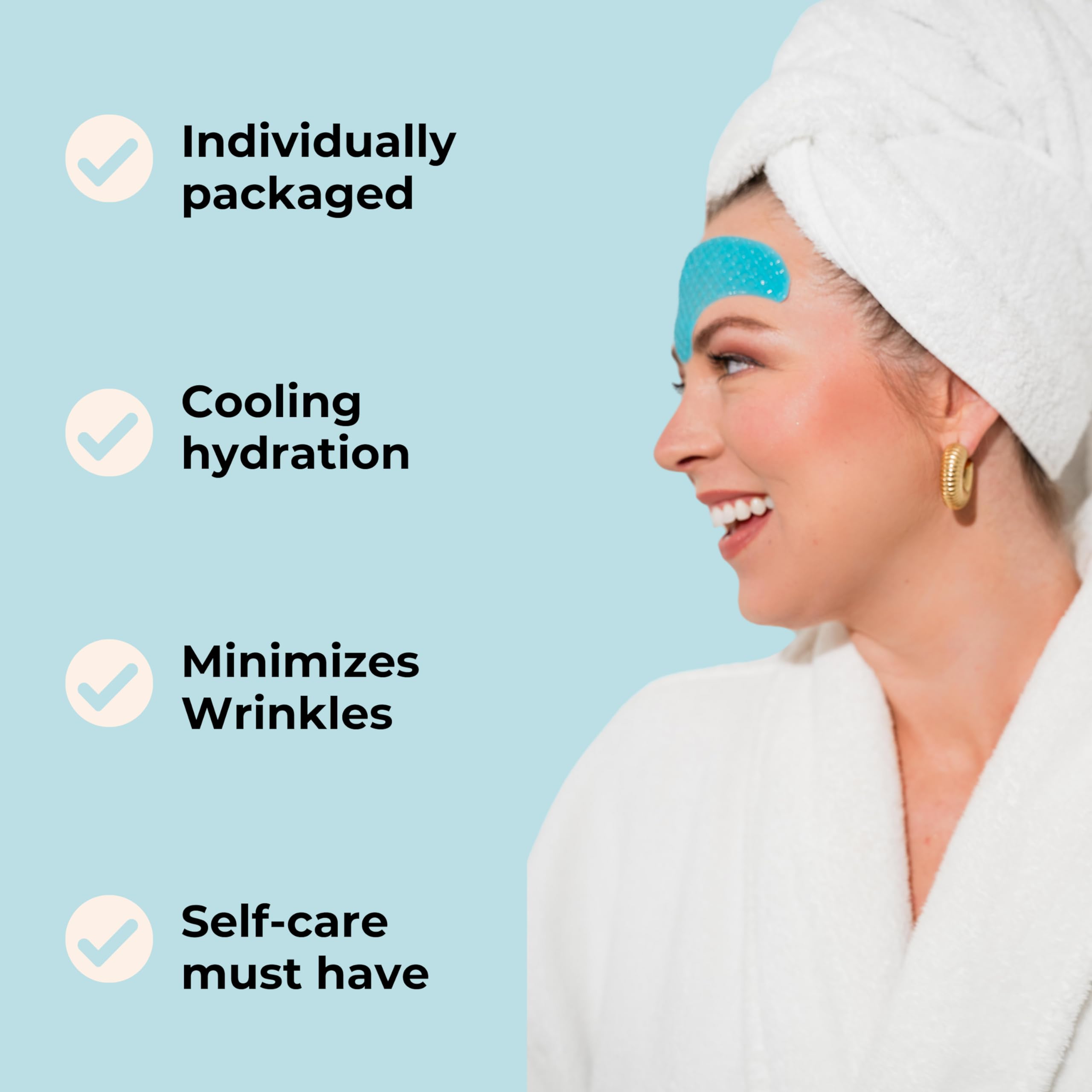 Forehead patch shown ready for nighttime use on skin