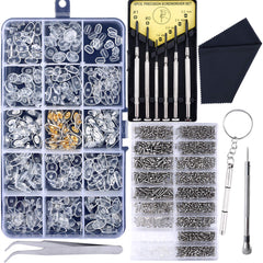 Full contents of JANYUN Eyeglass Repair Kit displayed on a white background