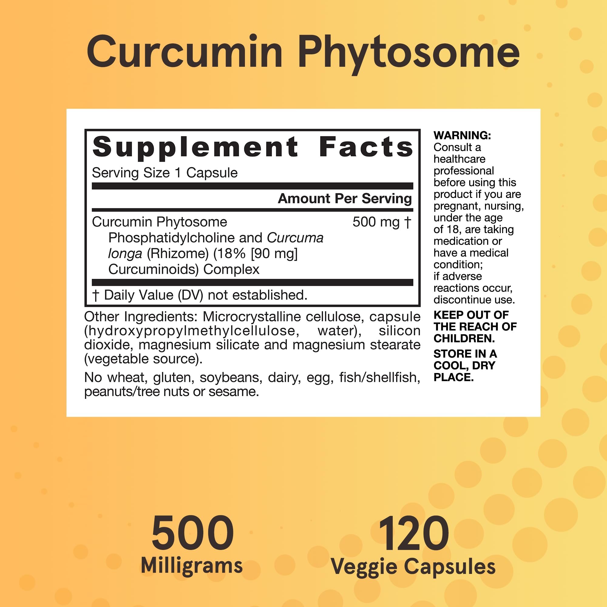 Supplement facts panel for Curcumin Phytosome Meriva