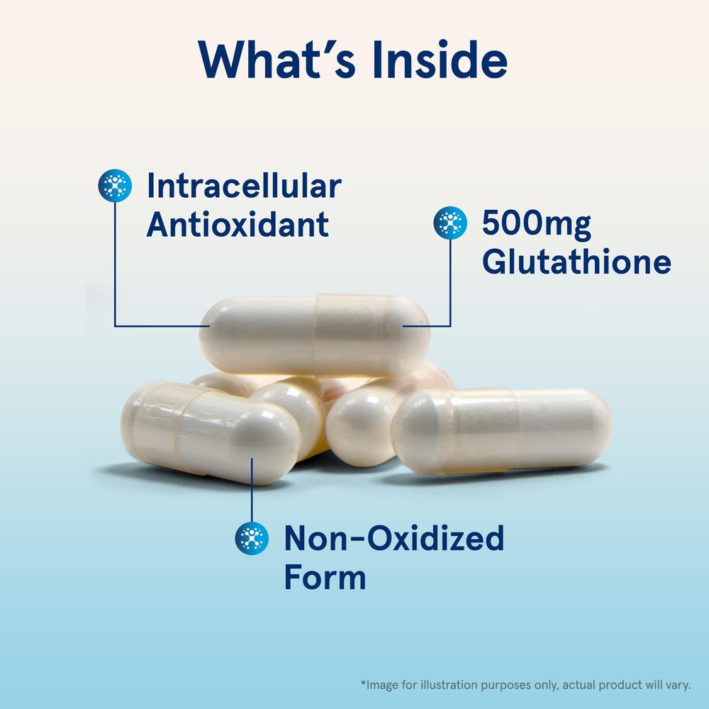 Nutrition facts panel for Glutathione Reduced bottle