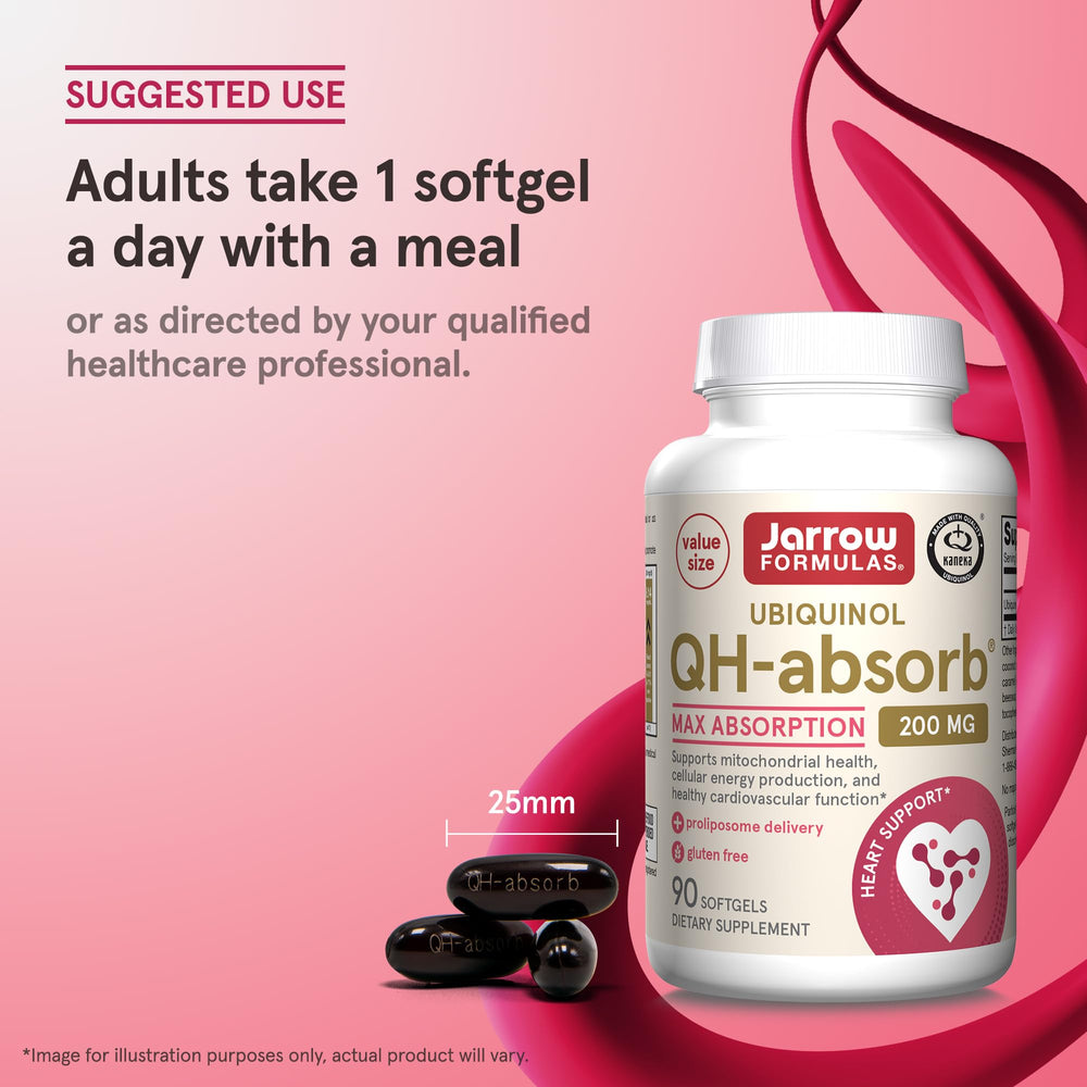 Jarrow QH-Absorb 200 mg Co-Q10 bottle with box