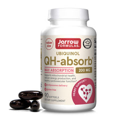 Front view of Jarrow Formulas QH-Absorb Co-Q10 bottle with 90 softgels