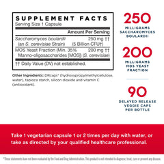 Back label of Jarrow Saccharomyces Boulardii + MOS 2-Pack
