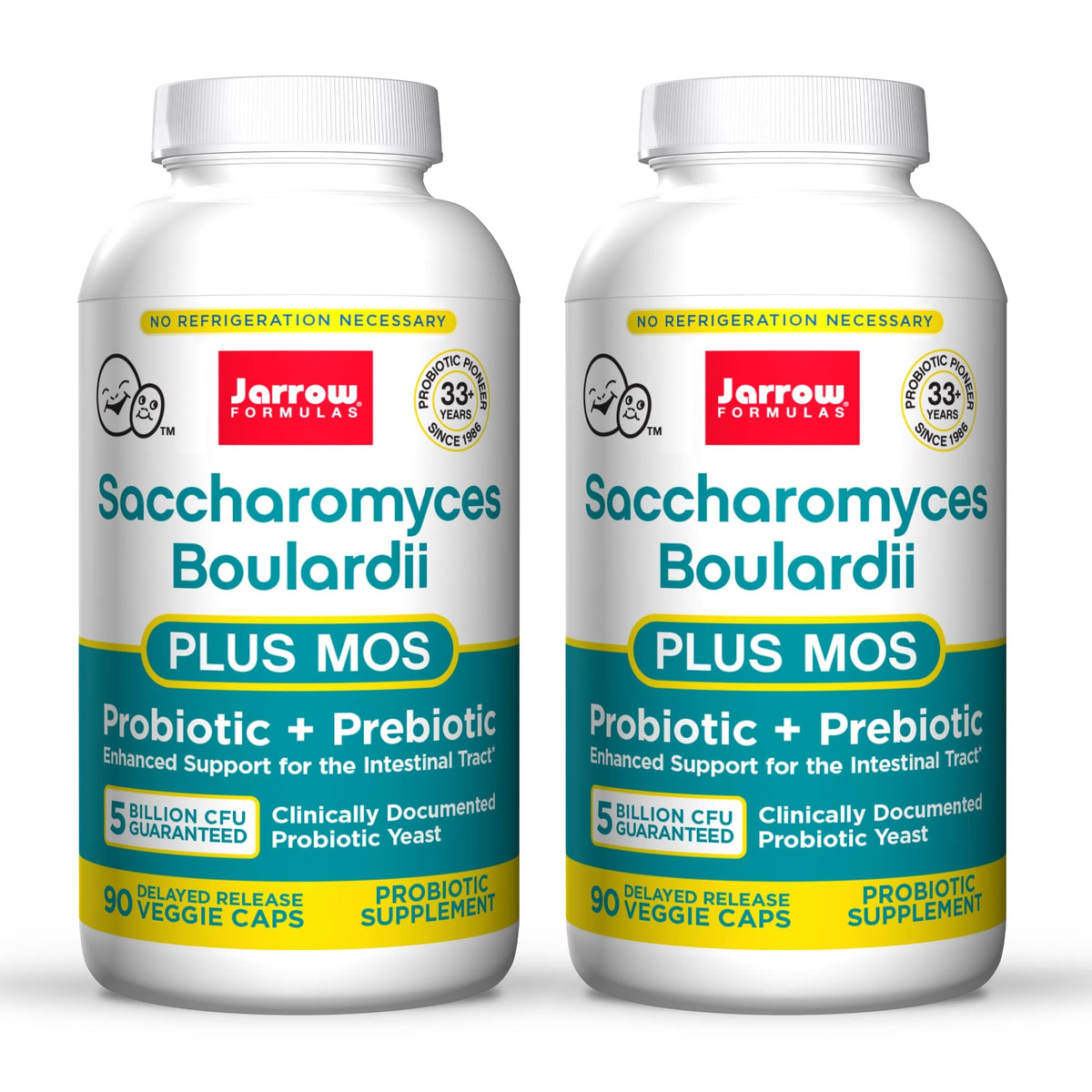 Front view of Jarrow Saccharomyces Boulardii + MOS 2-Pack