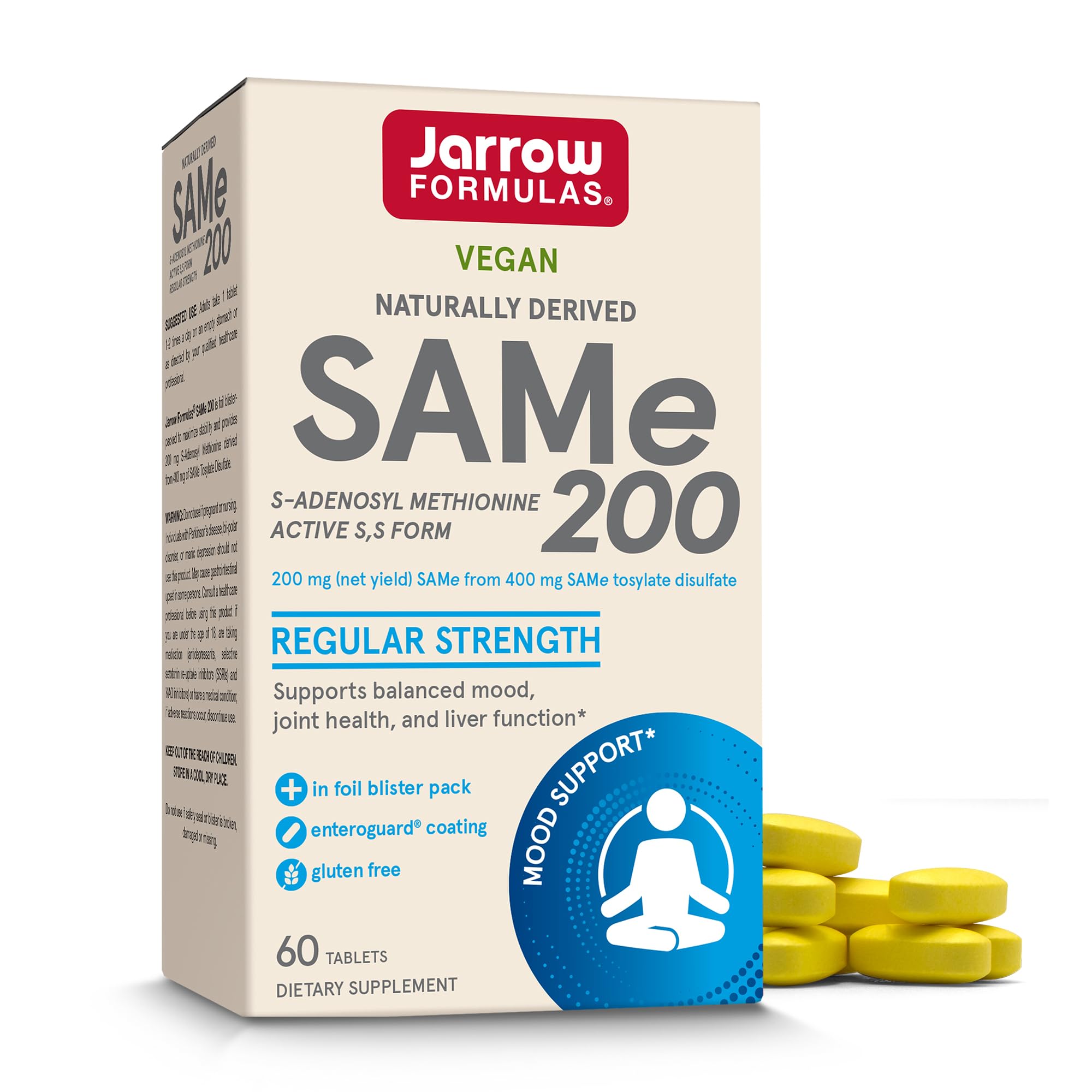 Bottle of Jarrow Formulas SAMe 200 mg 60 tablets