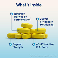 Close-up of Jarrow SAMe 200 mg 60 tablets label