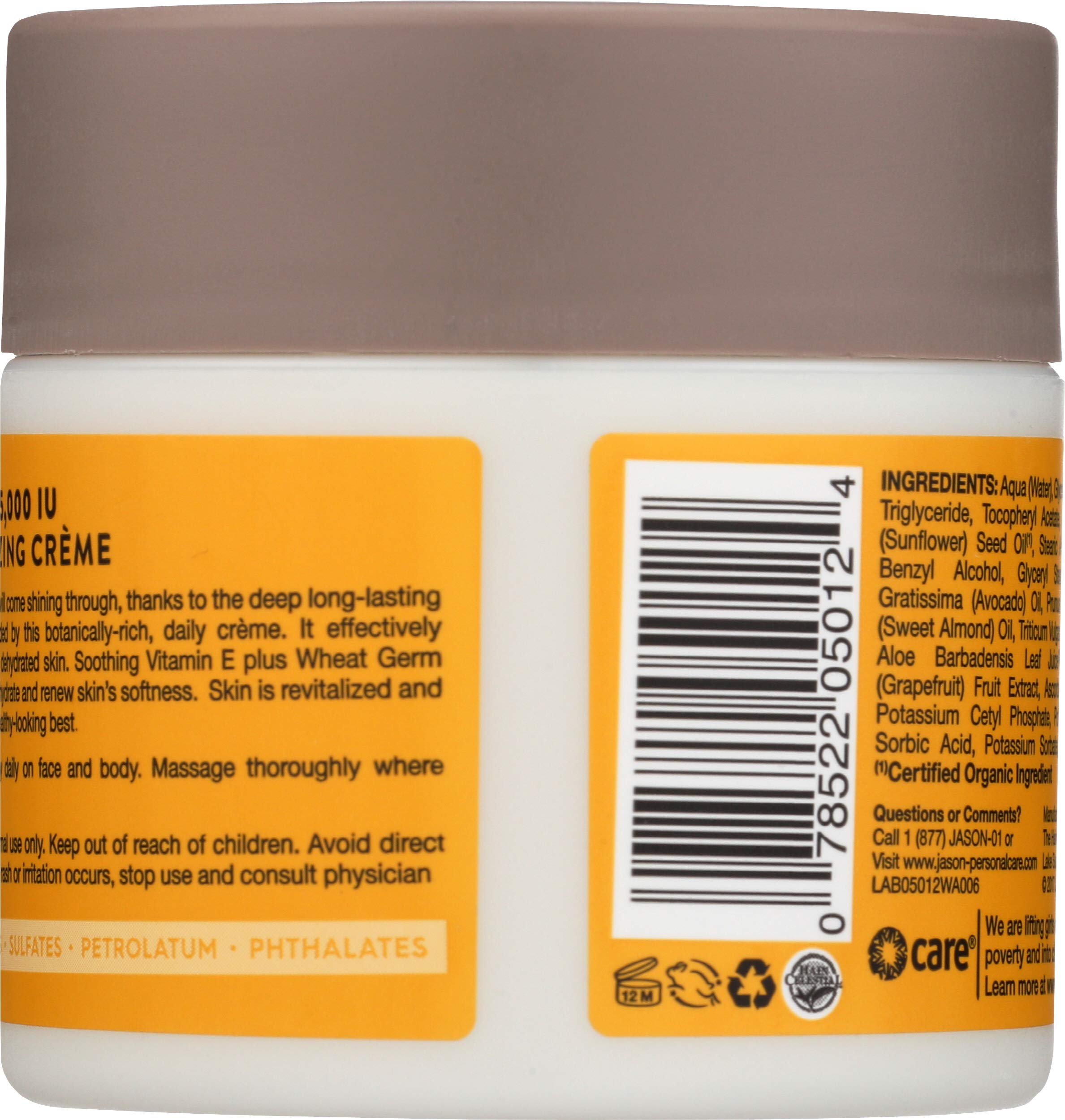 Close-up of Jason Revitalizing Vitamin moisturizer jar label