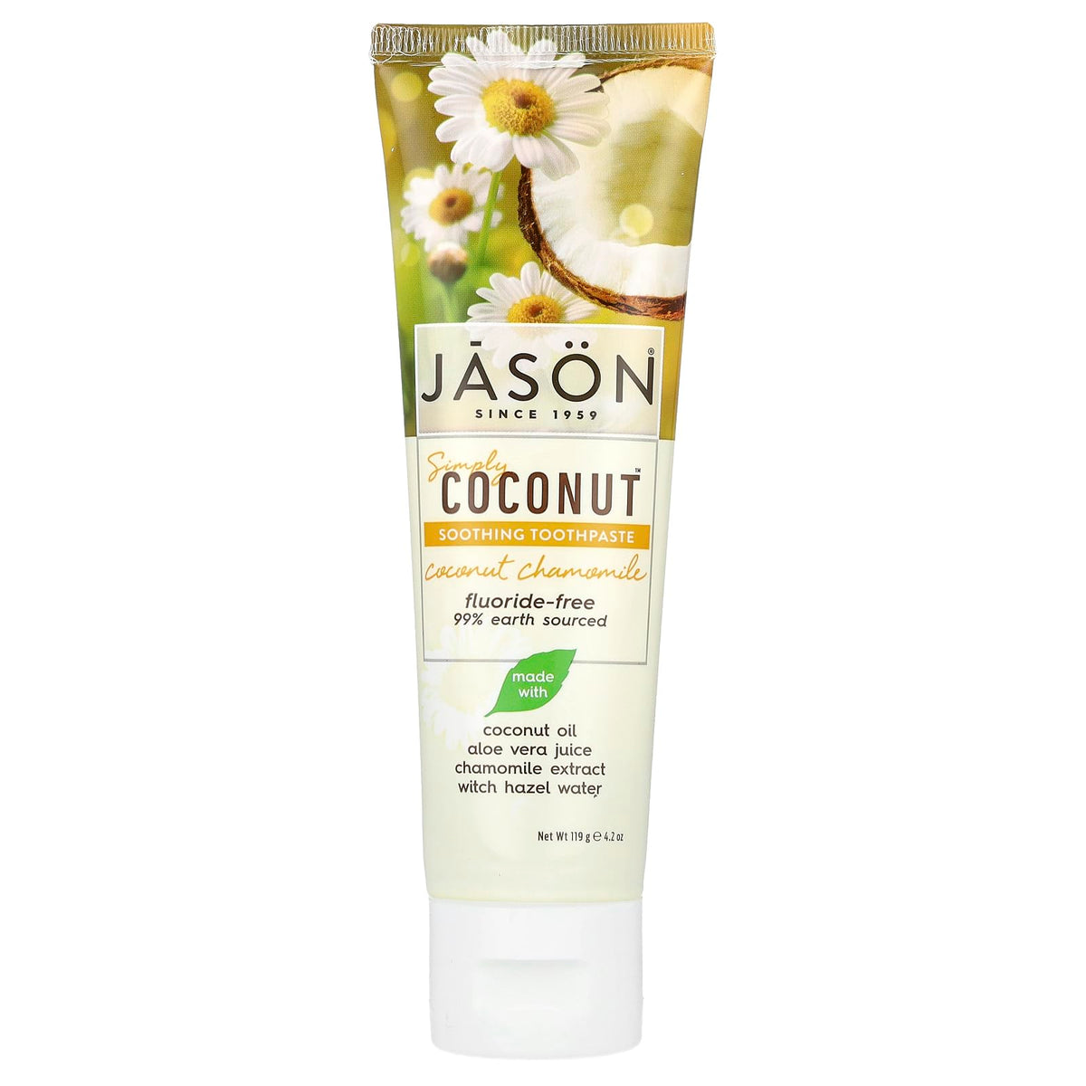 Jason Simply Coconut Soothing Toothpaste Coconut Chamomile 4.2 oz tube