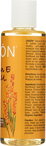 Jason Vitamin E 5000 IU body oil on skin illustrates smooth renewed feel