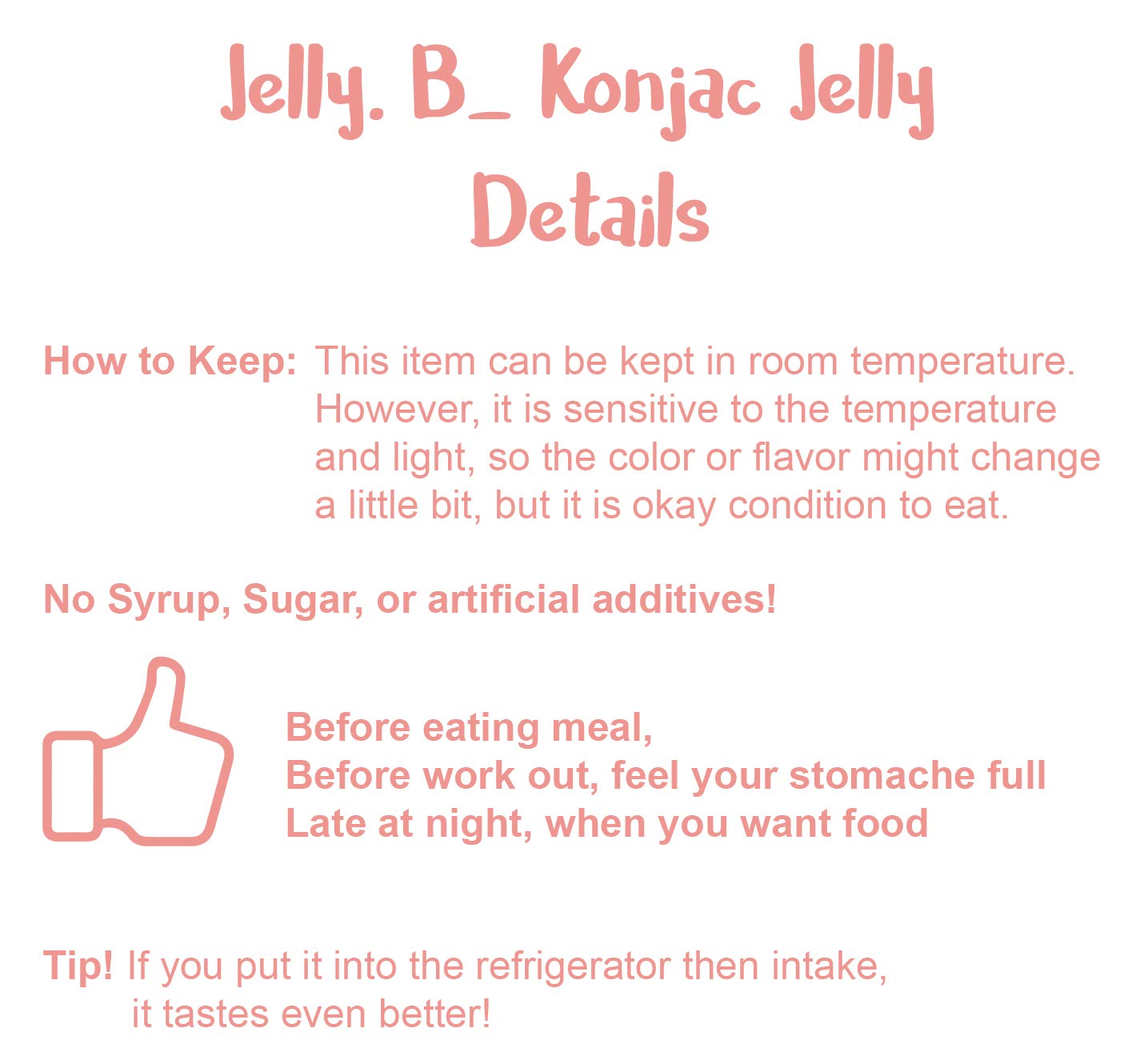 Jayone Jelly.B Apple nutrition label shows 5 kcal per 150ml and zero sugar.