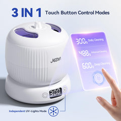 Display showing four cleaning modes on JEDIA Retainer Cleaner