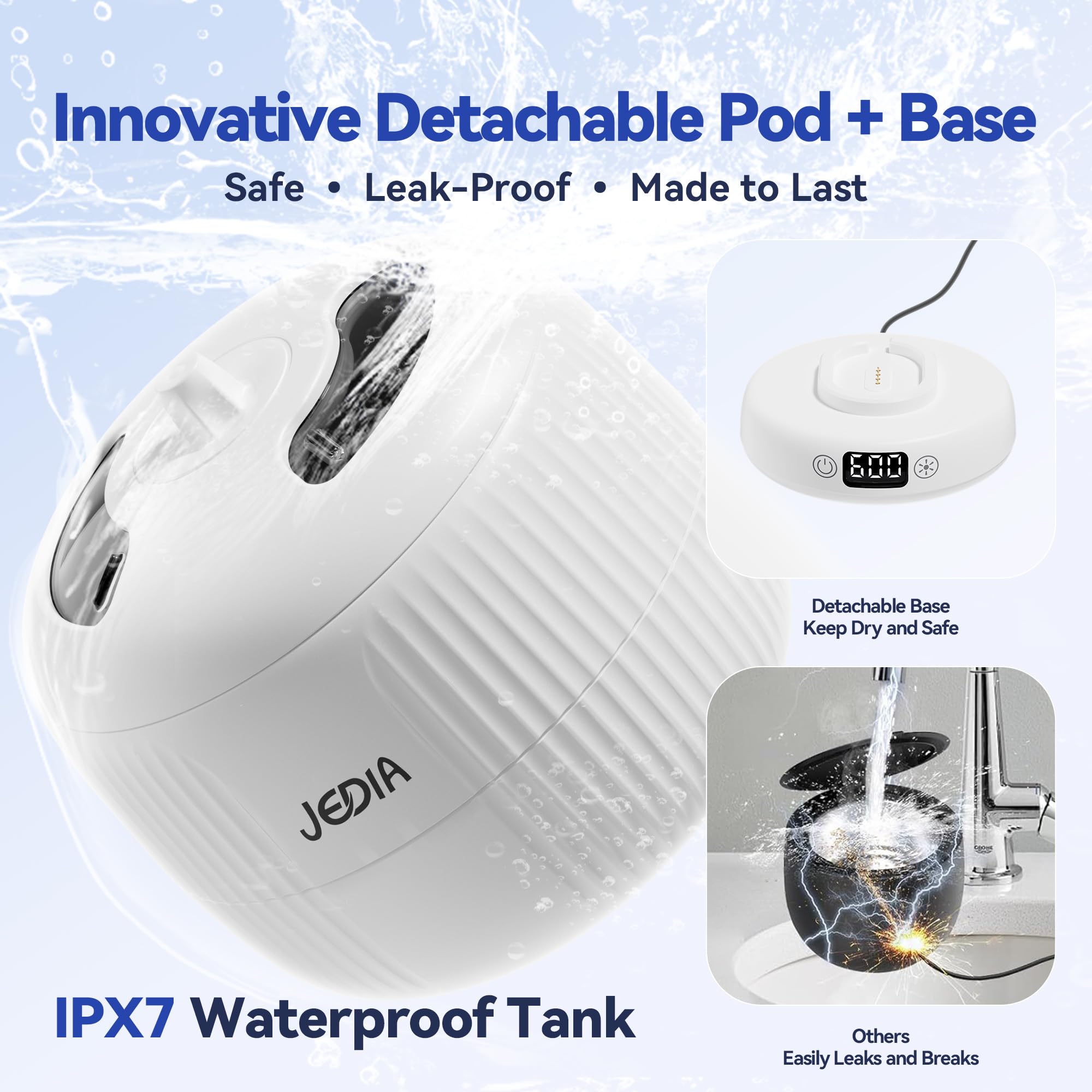 Detachable water tank with ventilated base for JEDIA cleaner