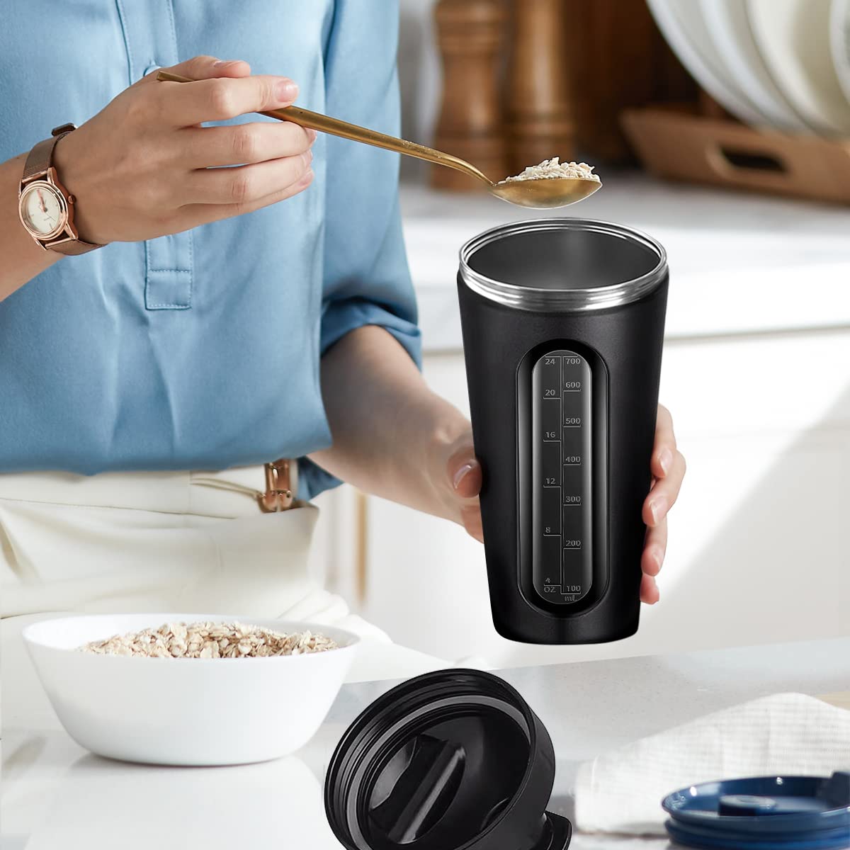 Jeedoo shaker in a gym setting for on-the-go workouts