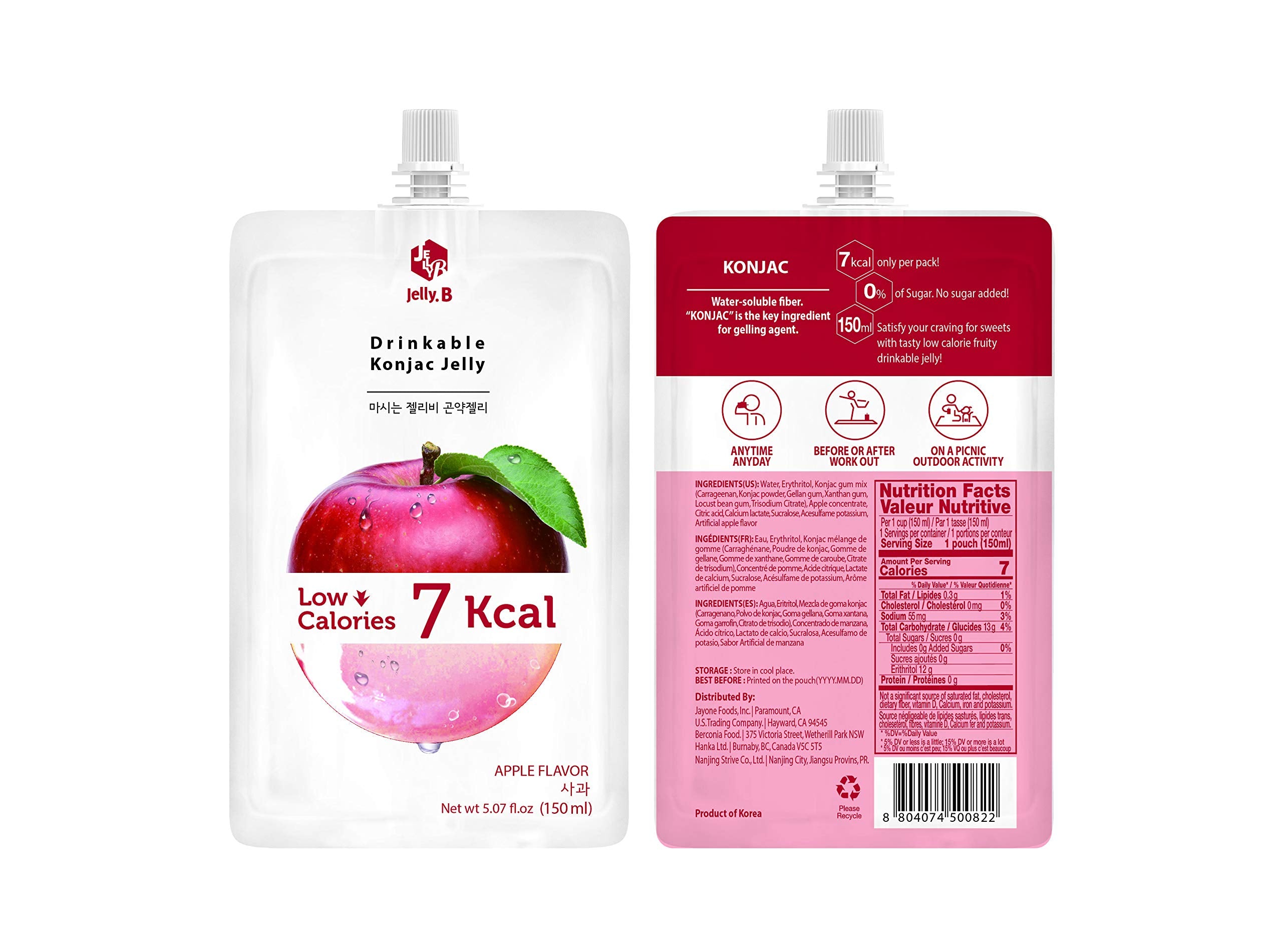 Jelly.B Drinkable Konjac Jelly Apple packaging and 150ml tube