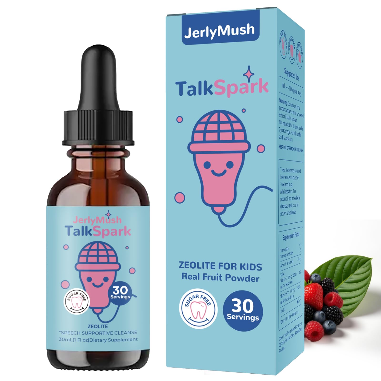 JerlyMush Zeolite Detox for Kids bottle with berry flavor label